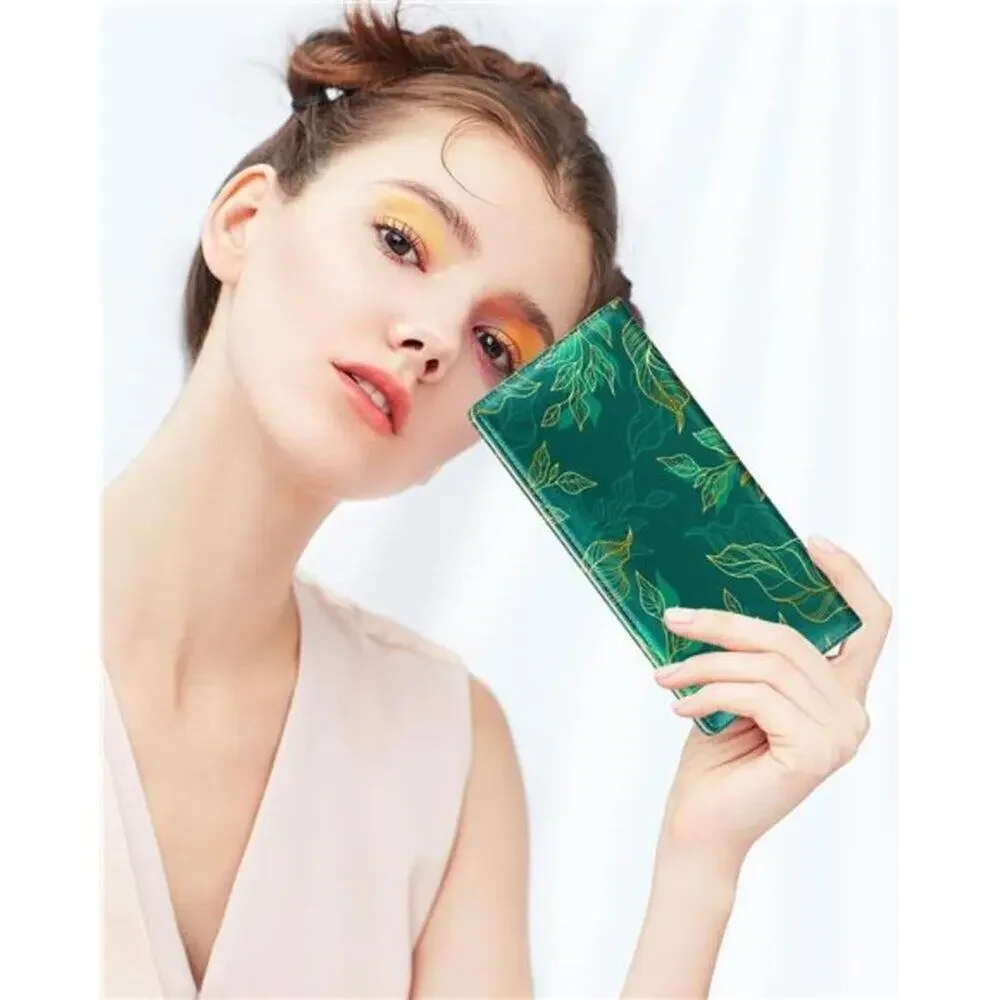 Women's Wallet, RFID Slim Wallets Green Desing - Picture 2 of 9